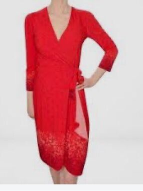 BCBGMaxAzria Red Wrap Midi Dress SIZE M